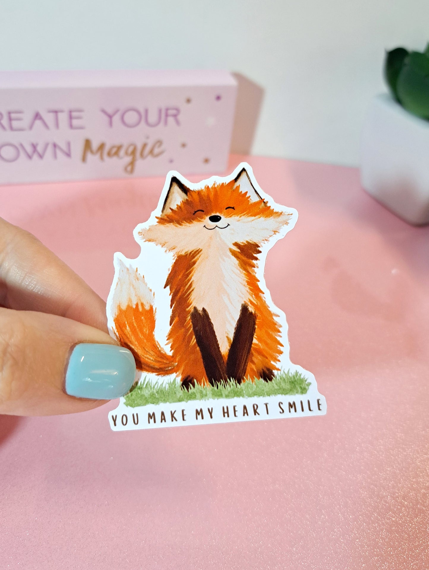 You Make My Heart Smile – Fox Die Cut Vinyl Sticker