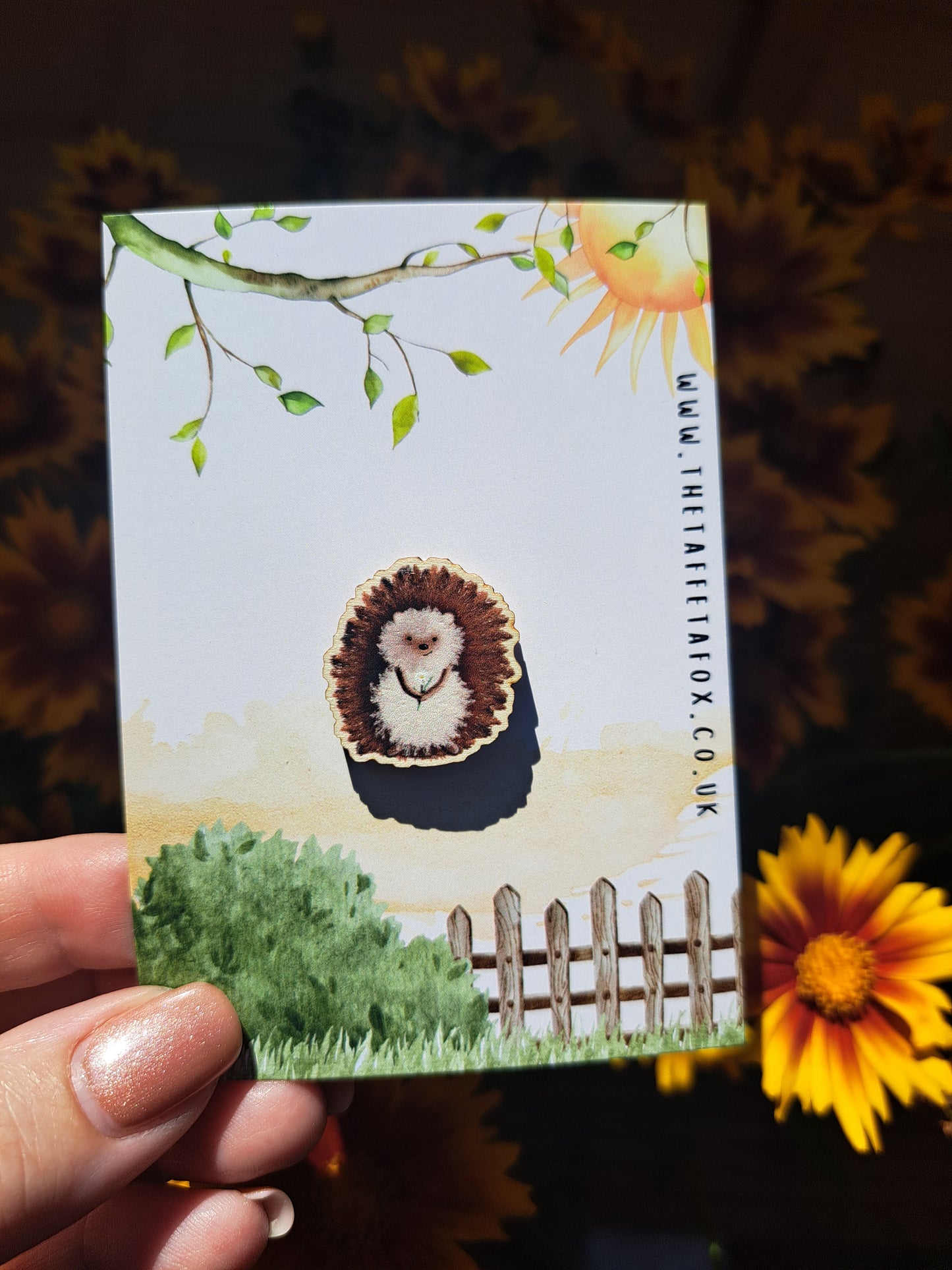 Cute Hedgehog Wooden Pin Badge