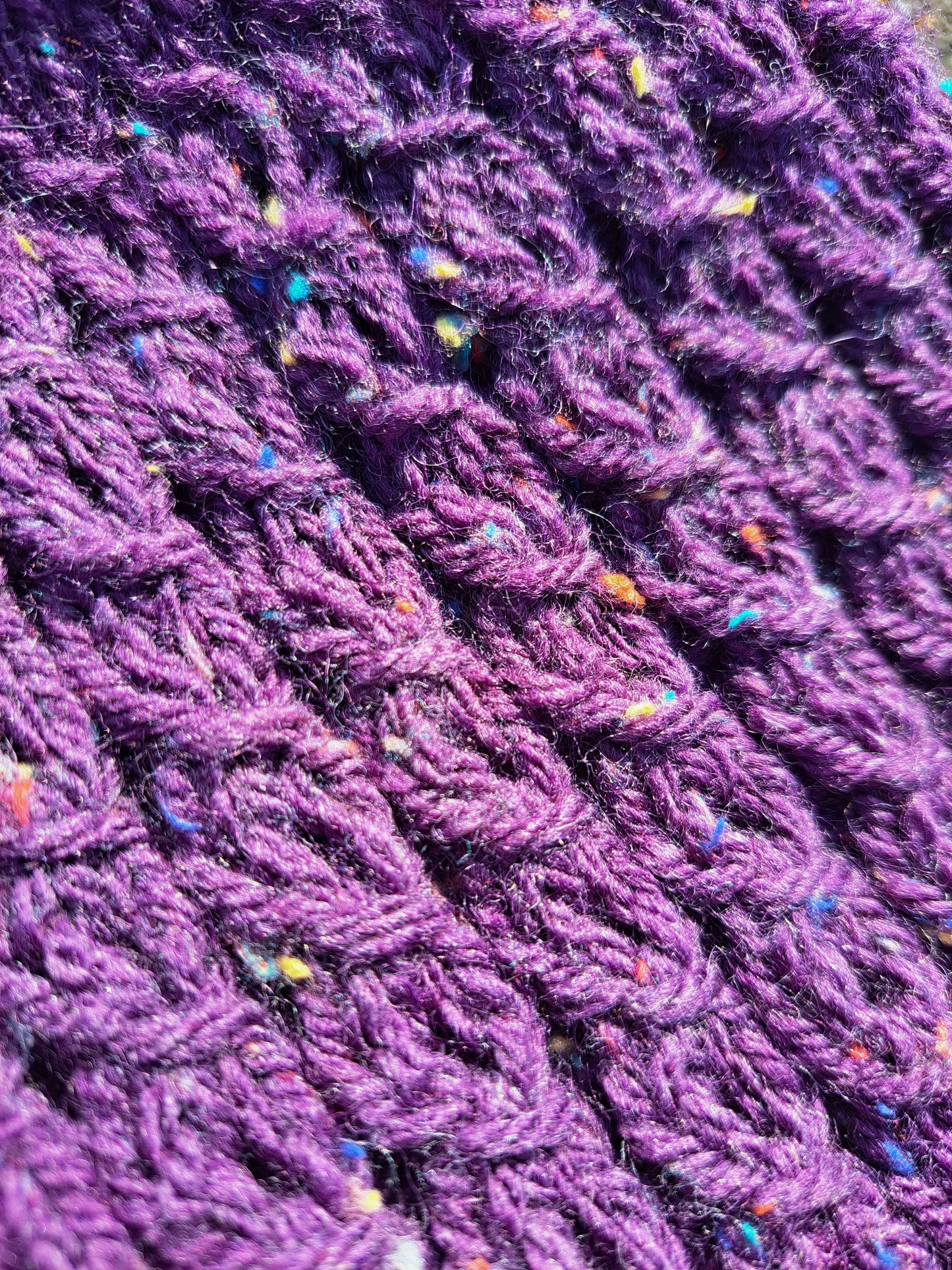 Purple Knit Winter Hat Close Up