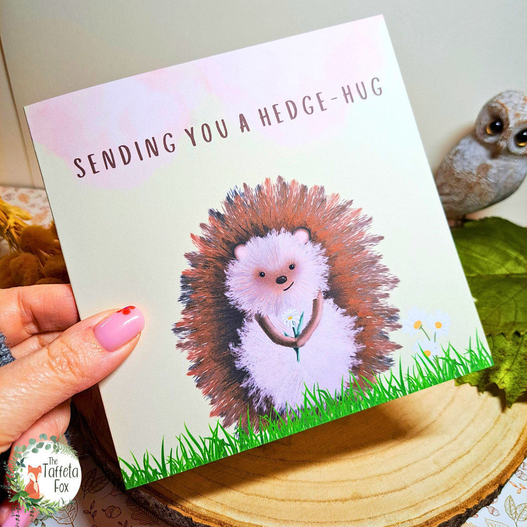 Hedge-Hug Square Greeting Card