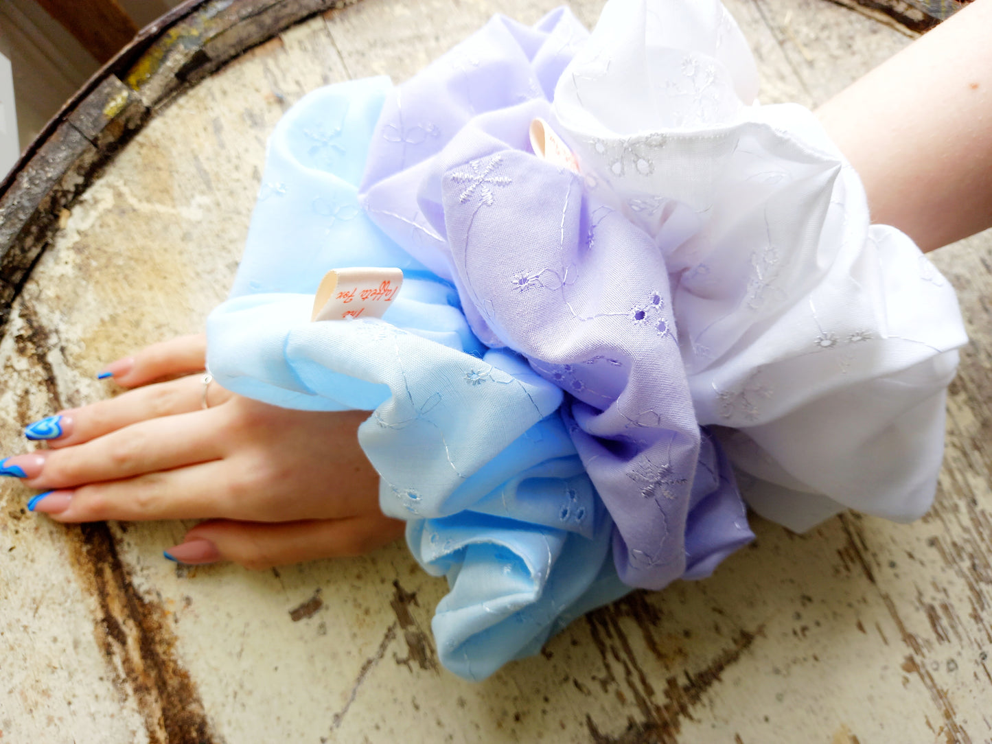 XL & Standard Broderie Anglaise Scrunchies | Handmade UK