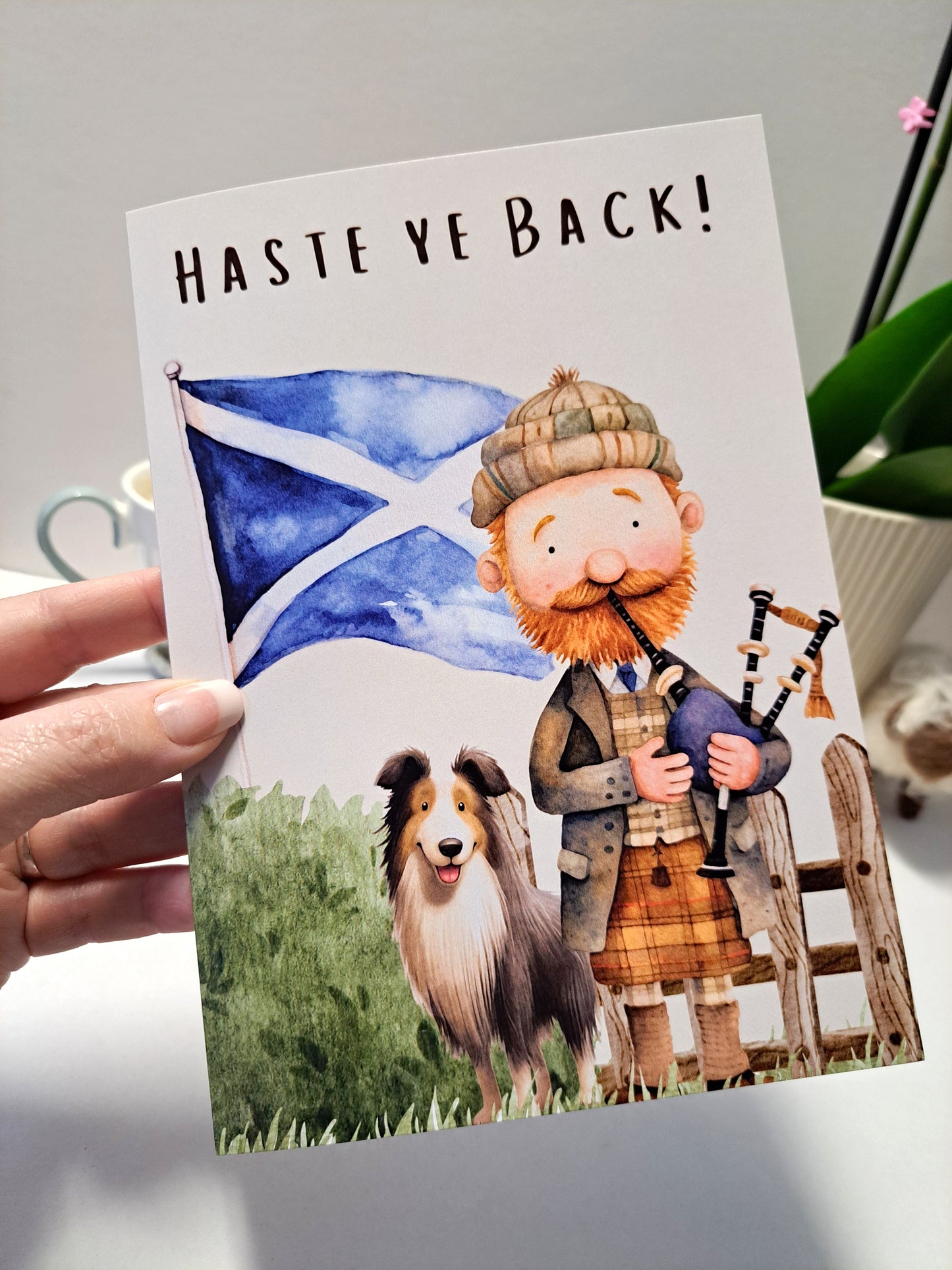 Haste Ye Back A5 Greeting Card