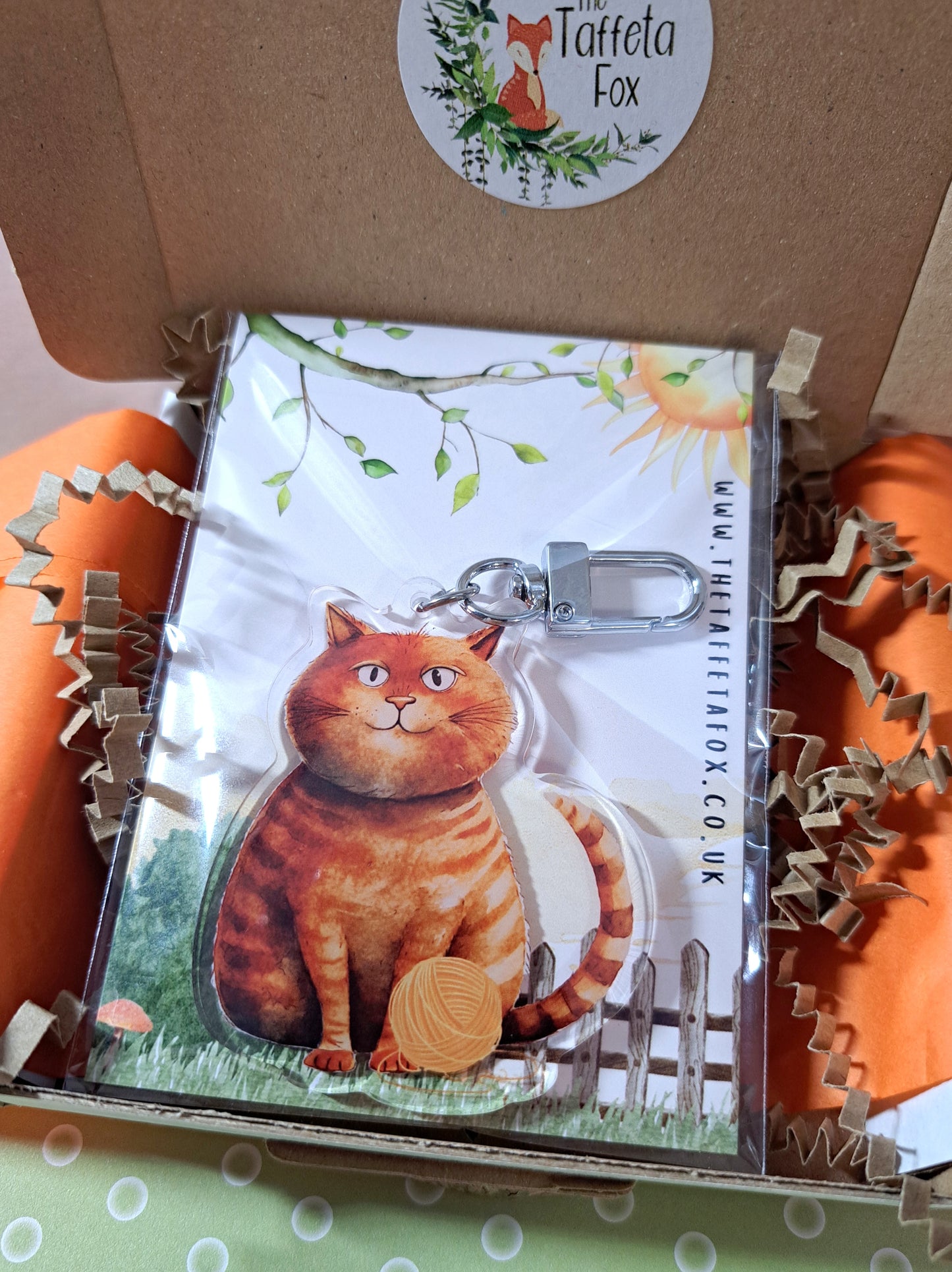 Orange Cat Acrylic Keyring