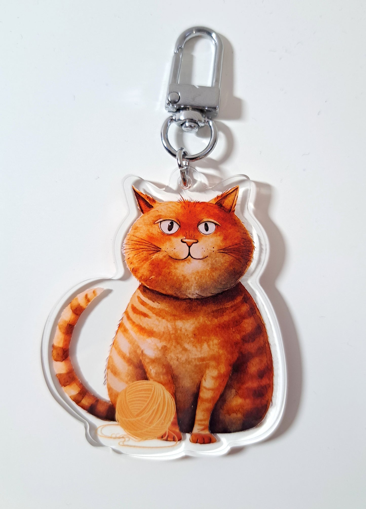 Orange Cat Acrylic Keyring