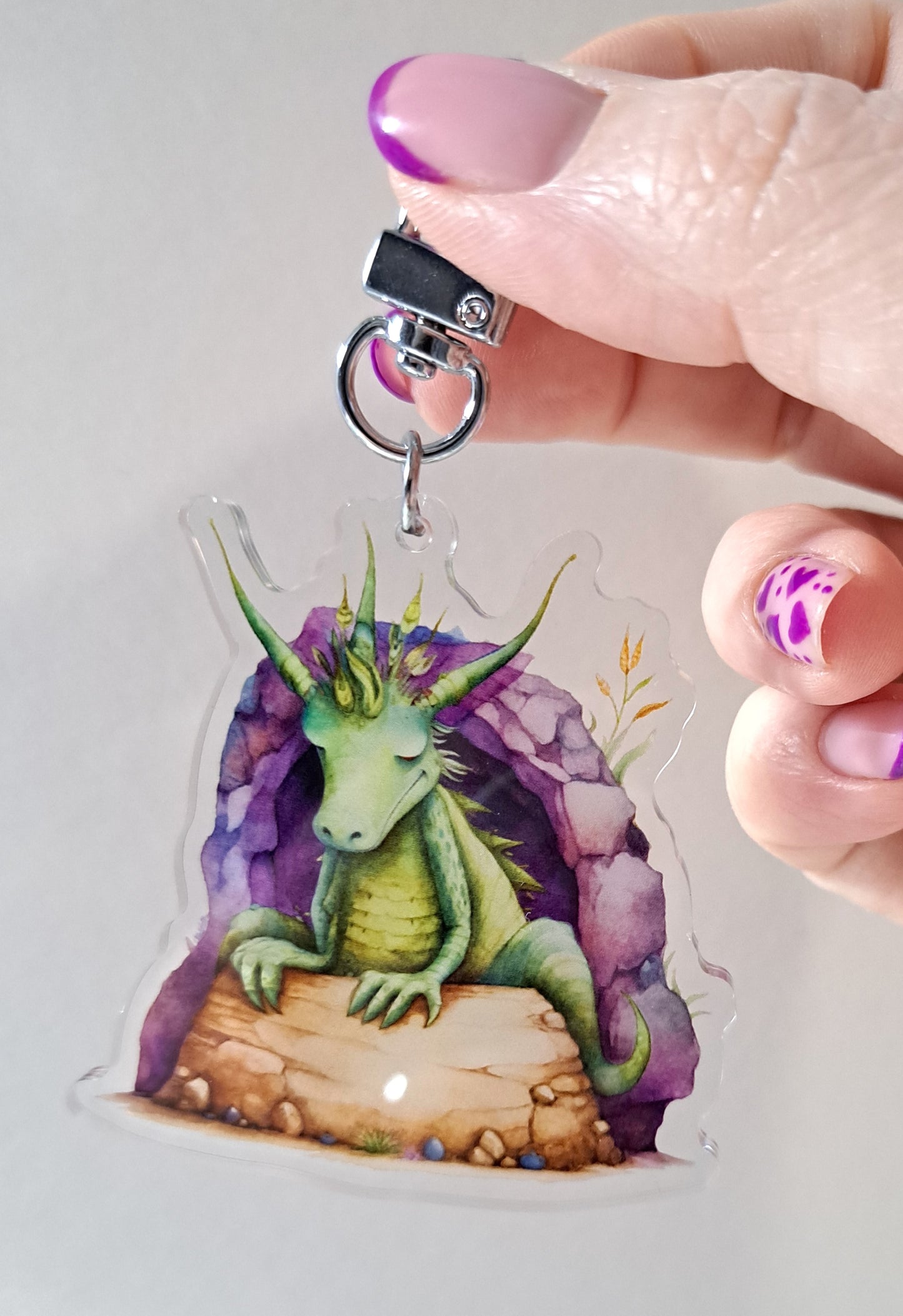 Sleepy Dragon Acrylic Keyring