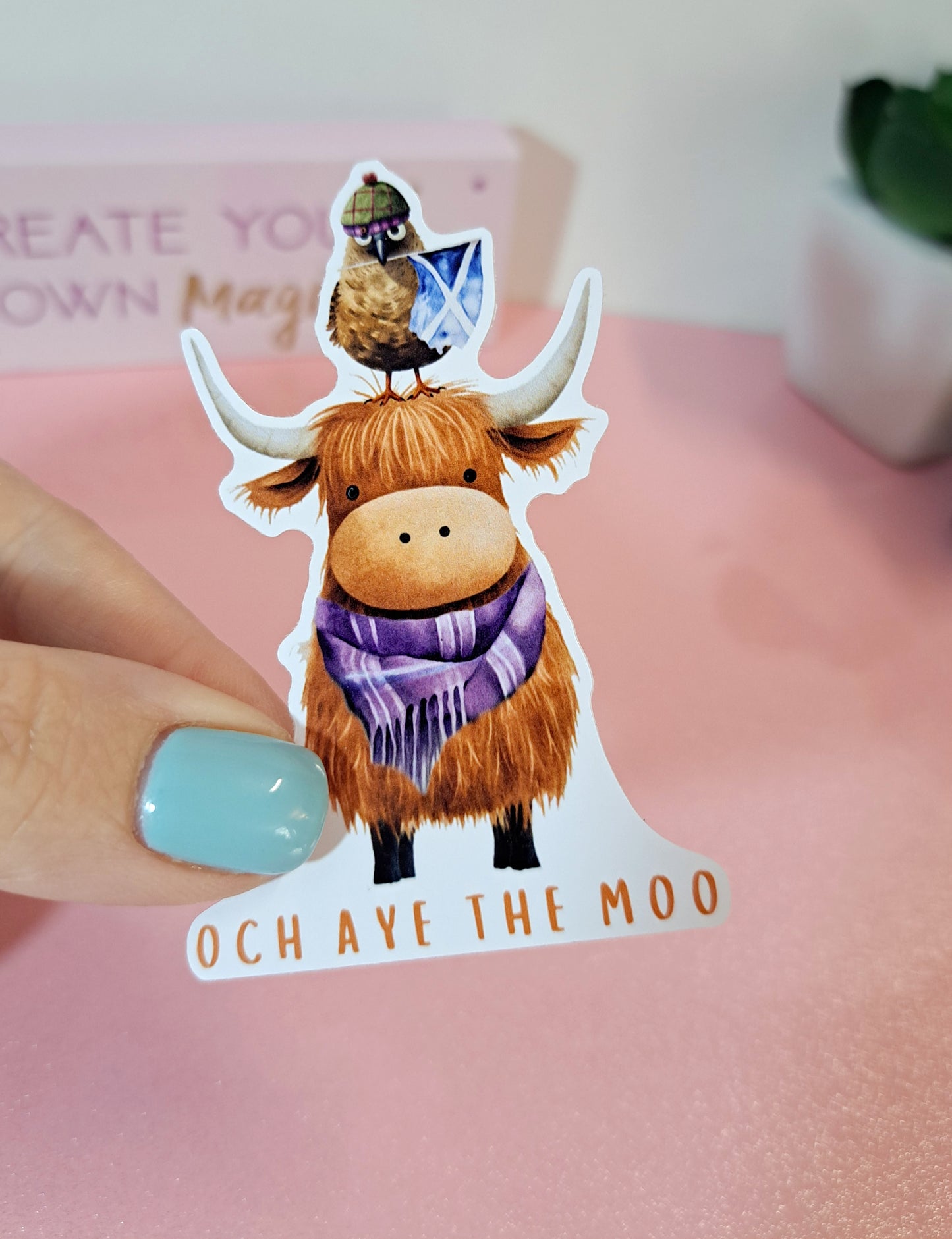 Och Aye the Moo! – Highland Cow Vinyl Die Cut Sticker