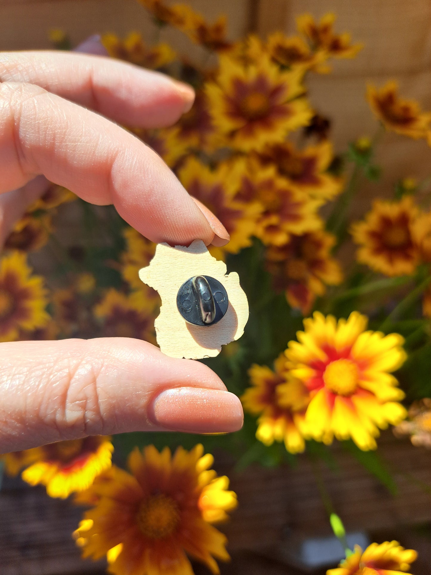 Cute Fox Wooden Pin Badge