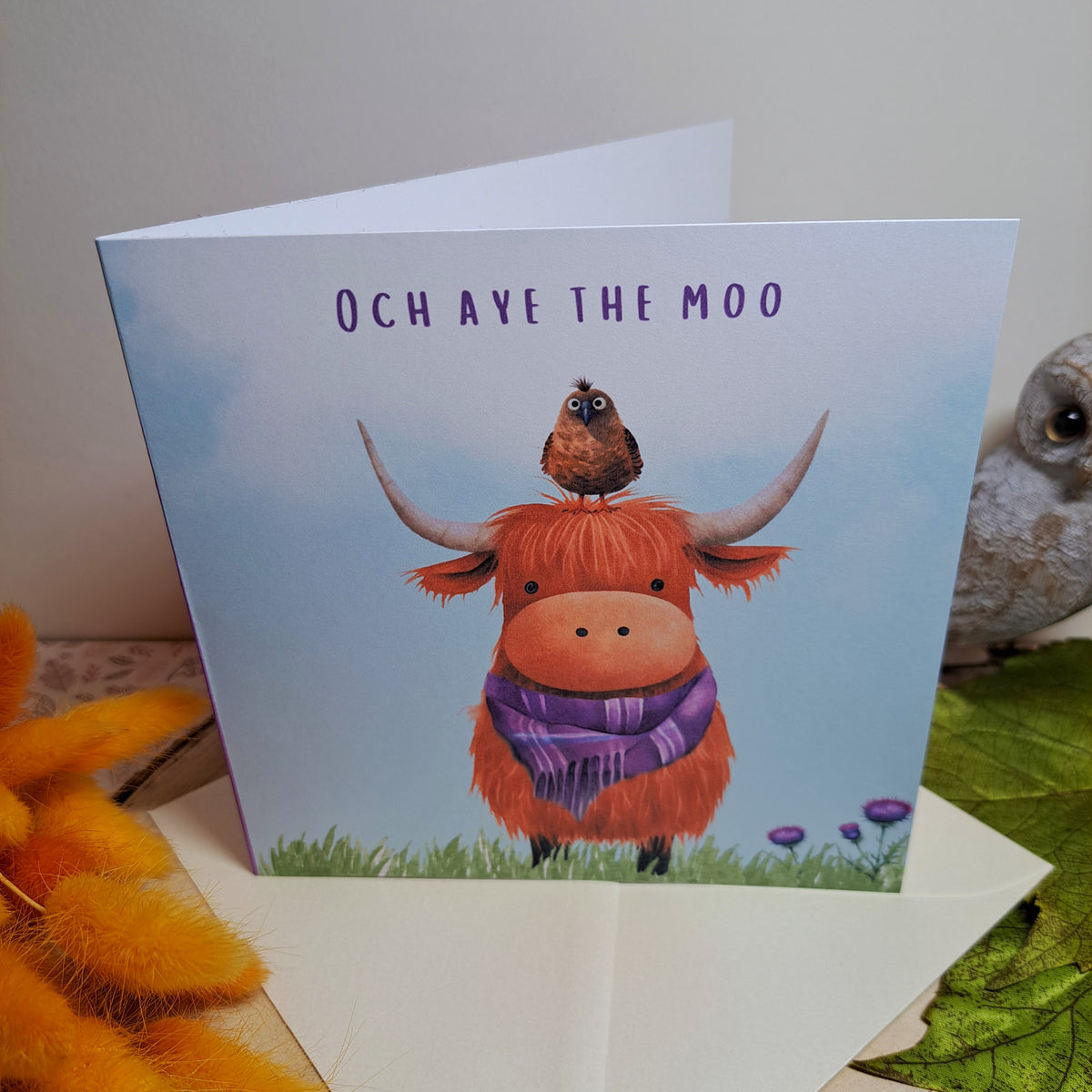 Och Aye the Moo Square Scottish Greeting Card