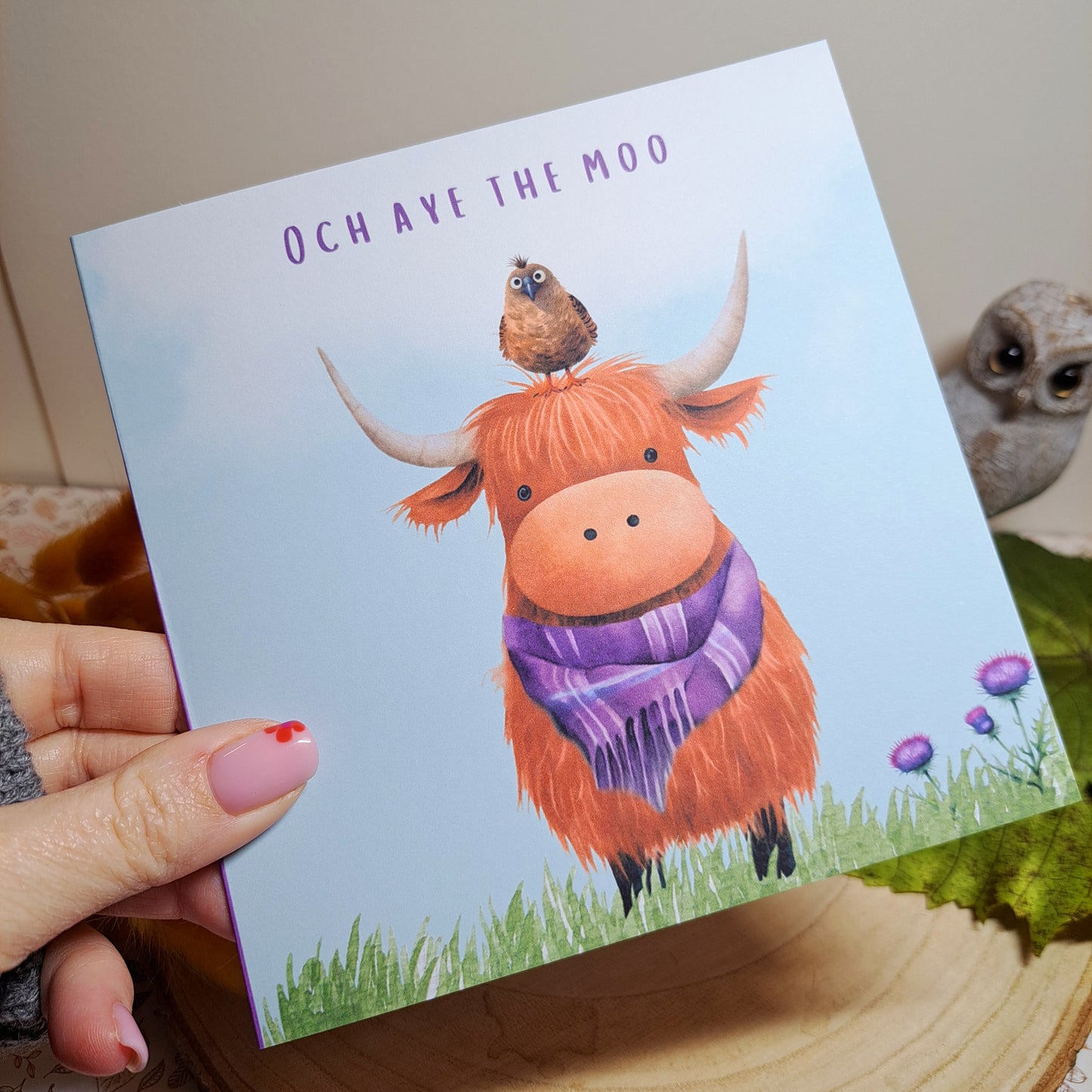 Och Aye the Moo Square Scottish Greeting Card