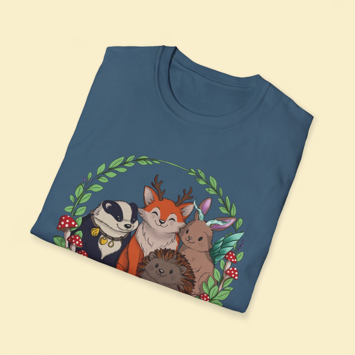 Cosy Creature Crew T-Shirt – Cottagecore Forest Tee, Body Positive Comfort Clothing