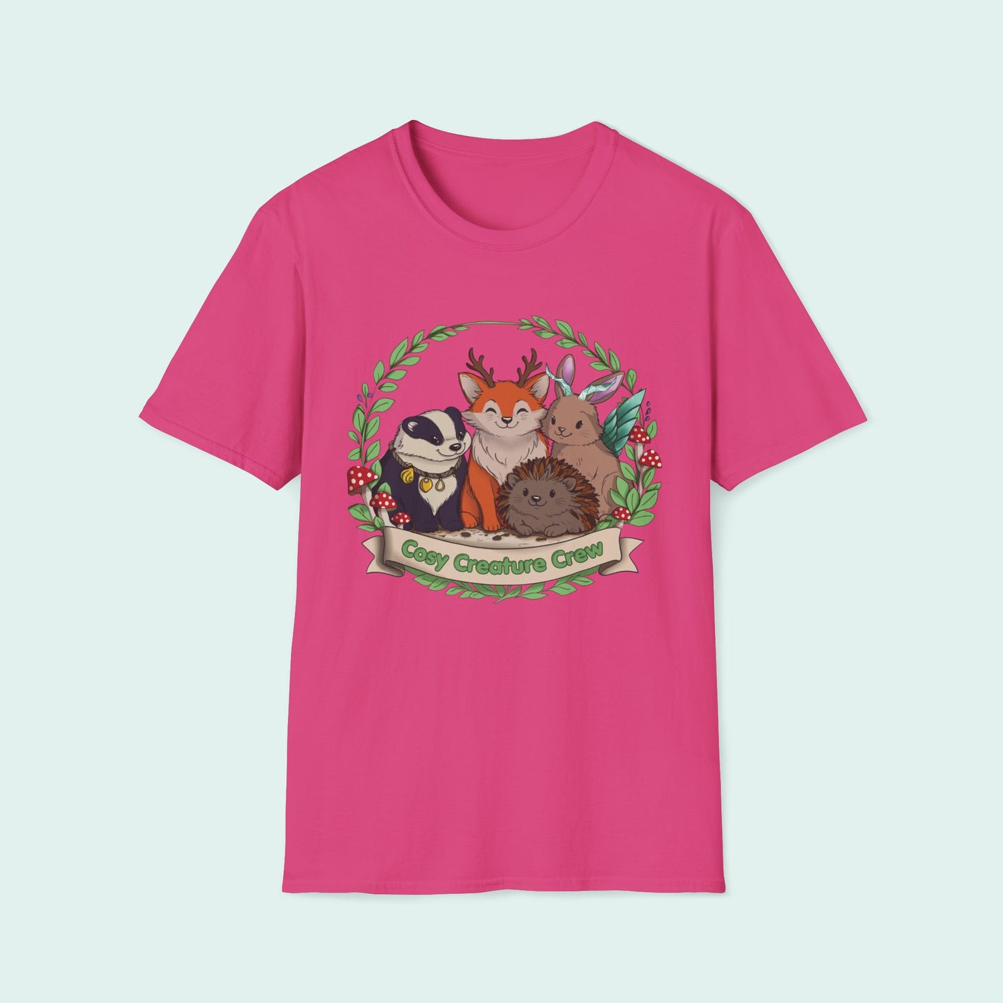 Cosy Creature Crew T-Shirt – Cottagecore Forest Tee, Body Positive Comfort Clothing