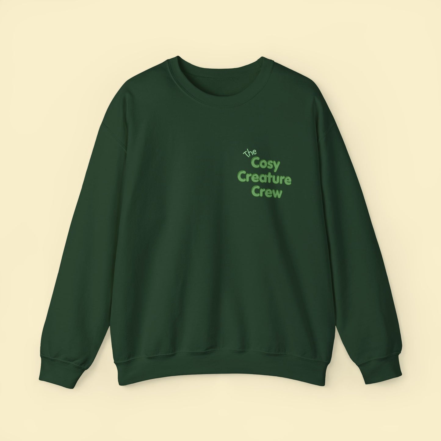 Cosy Creature Crew Sweatshirt – Woodland Animal Back Print Jumper, Cottagecore Oversized Pullover, Nature Lover Gift