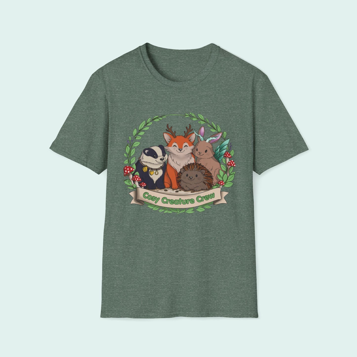 Cosy Creature Crew T-Shirt – Cottagecore Forest Tee, Body Positive Comfort Clothing