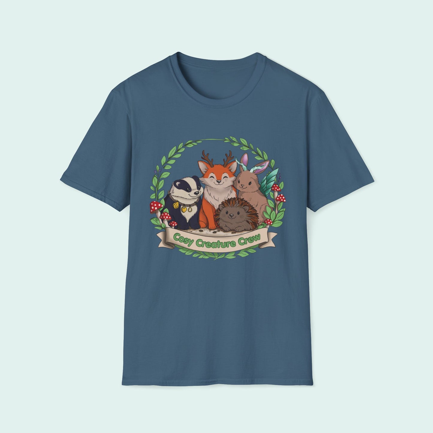 Cosy Creature Crew T-Shirt – Cottagecore Forest Tee, Body Positive Comfort Clothing