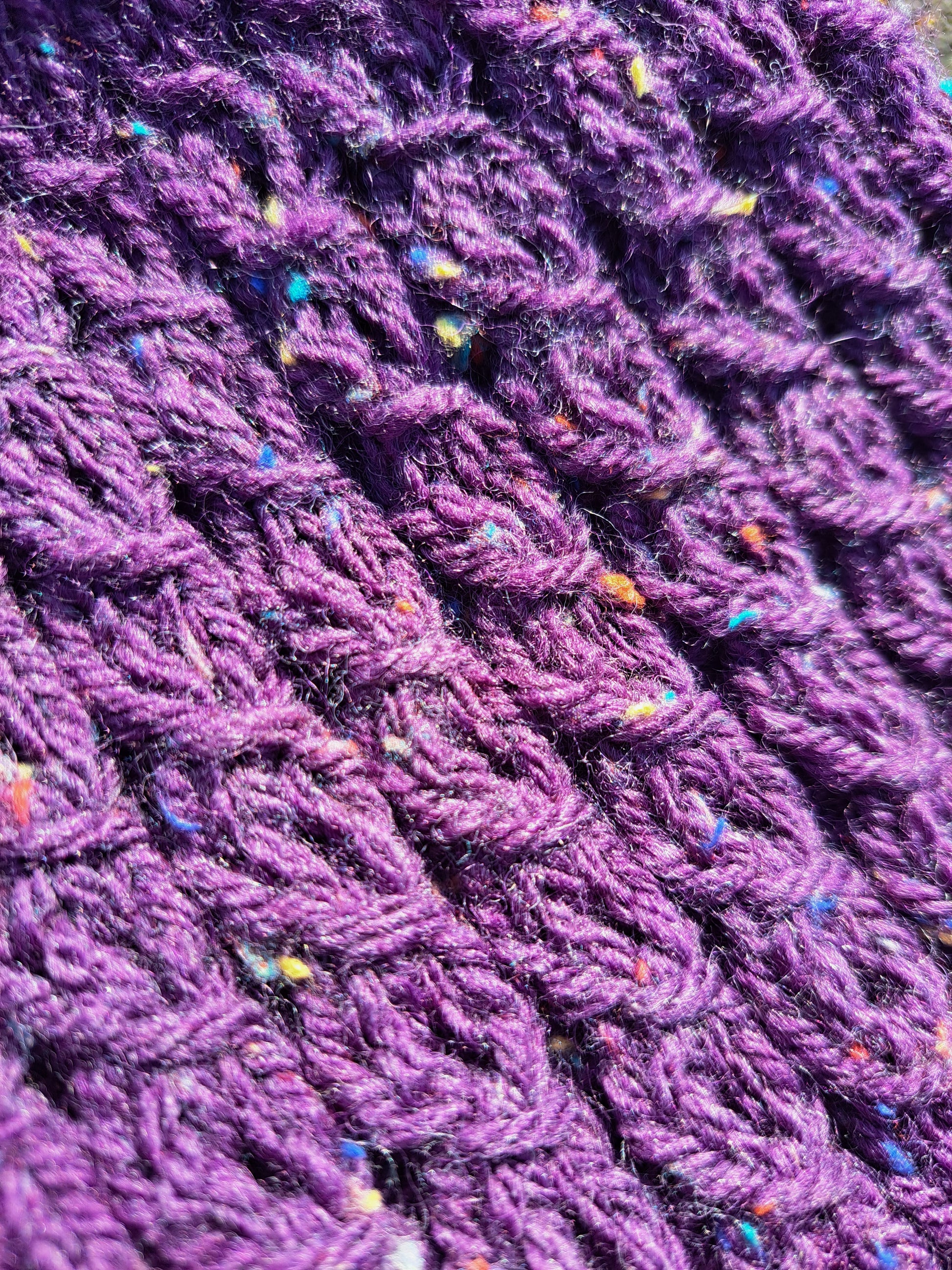 Purple Knit Winter Hat Close Up