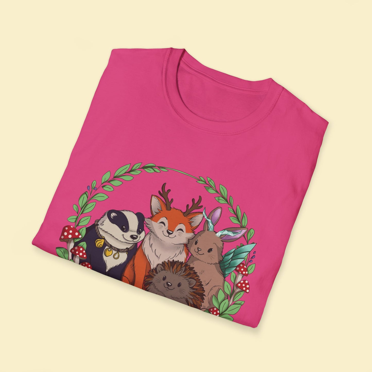 Cosy Creature Crew T-Shirt – Cottagecore Forest Tee, Body Positive Comfort Clothing