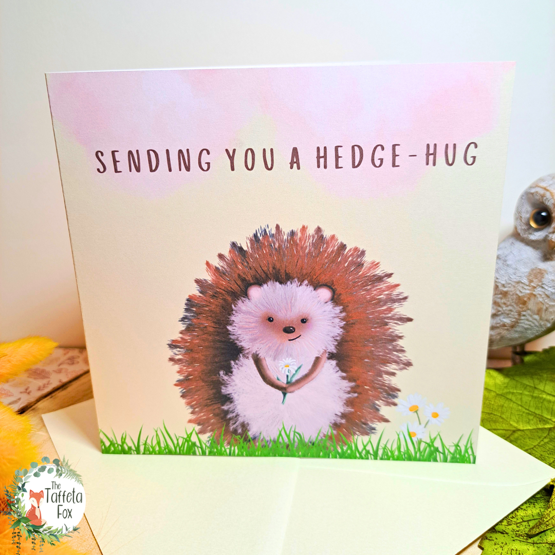 Hedge-Hug Square Greeting Card