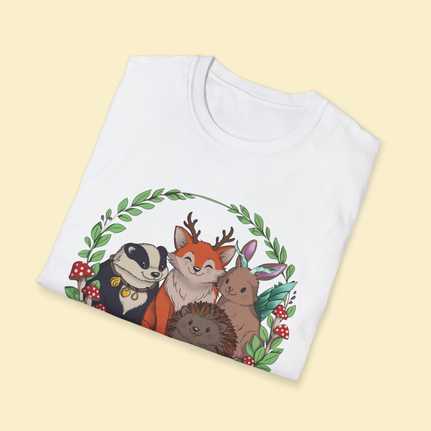 Cosy Creature Crew T-Shirt – Cottagecore Forest Tee, Body Positive Comfort Clothing