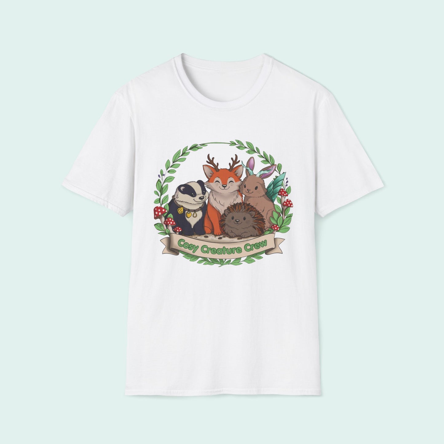 Cosy Creature Crew T-Shirt – Cottagecore Forest Tee, Body Positive Comfort Clothing