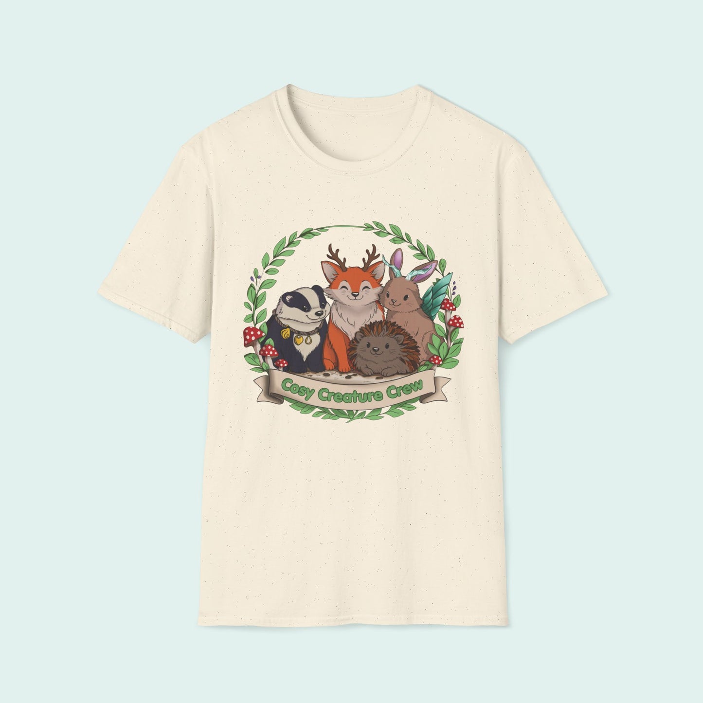 Cosy Creature Crew T-Shirt – Cottagecore Forest Tee, Body Positive Comfort Clothing
