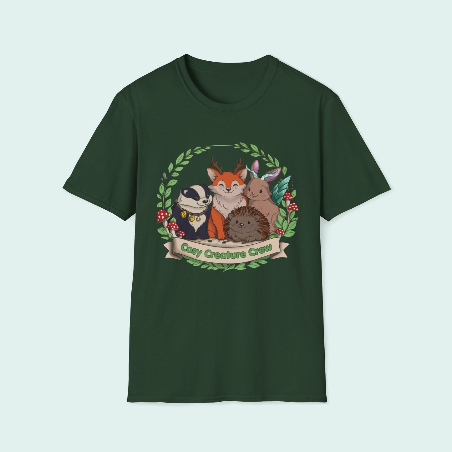 Cosy Creature Crew T-Shirt – Cottagecore Forest Tee, Body Positive Comfort Clothing