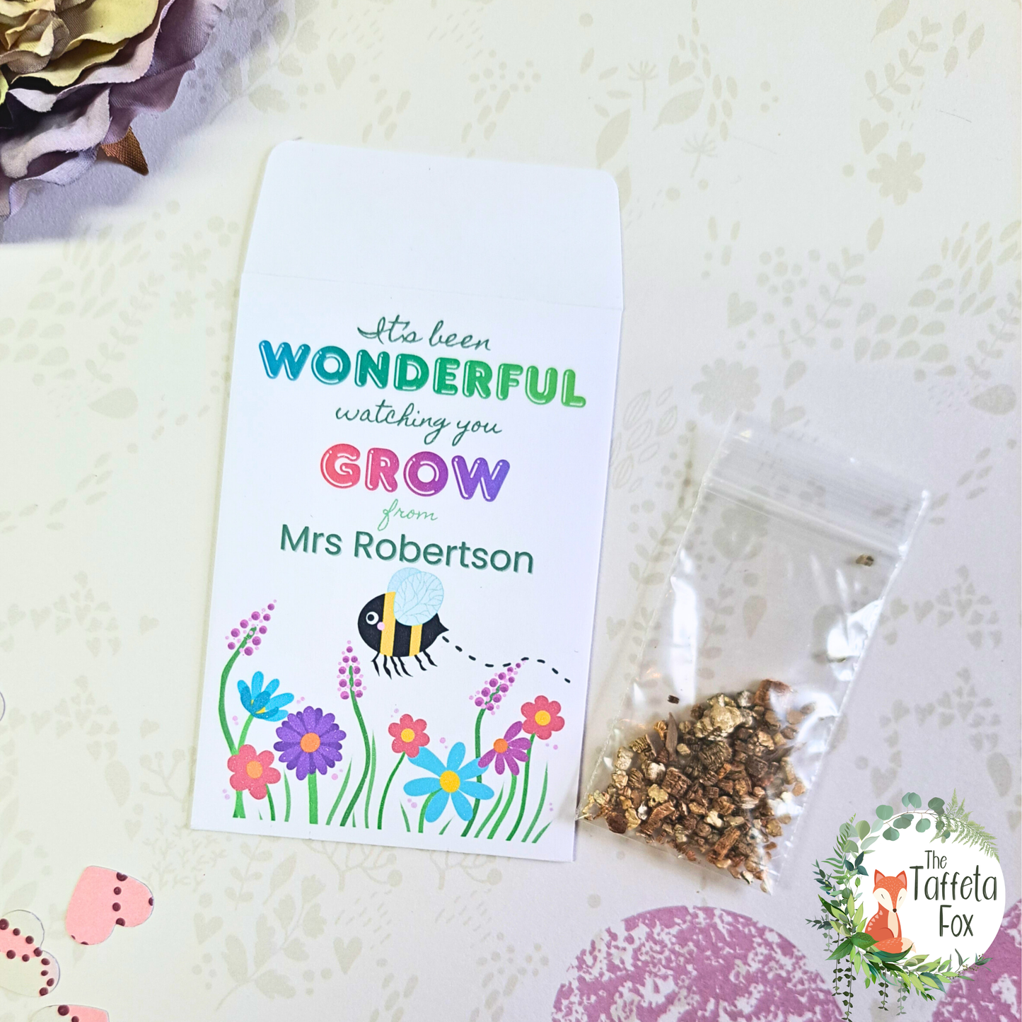 Personalised Watching You Grow Teacher Seed Packets – End of Term Wildflower Favours