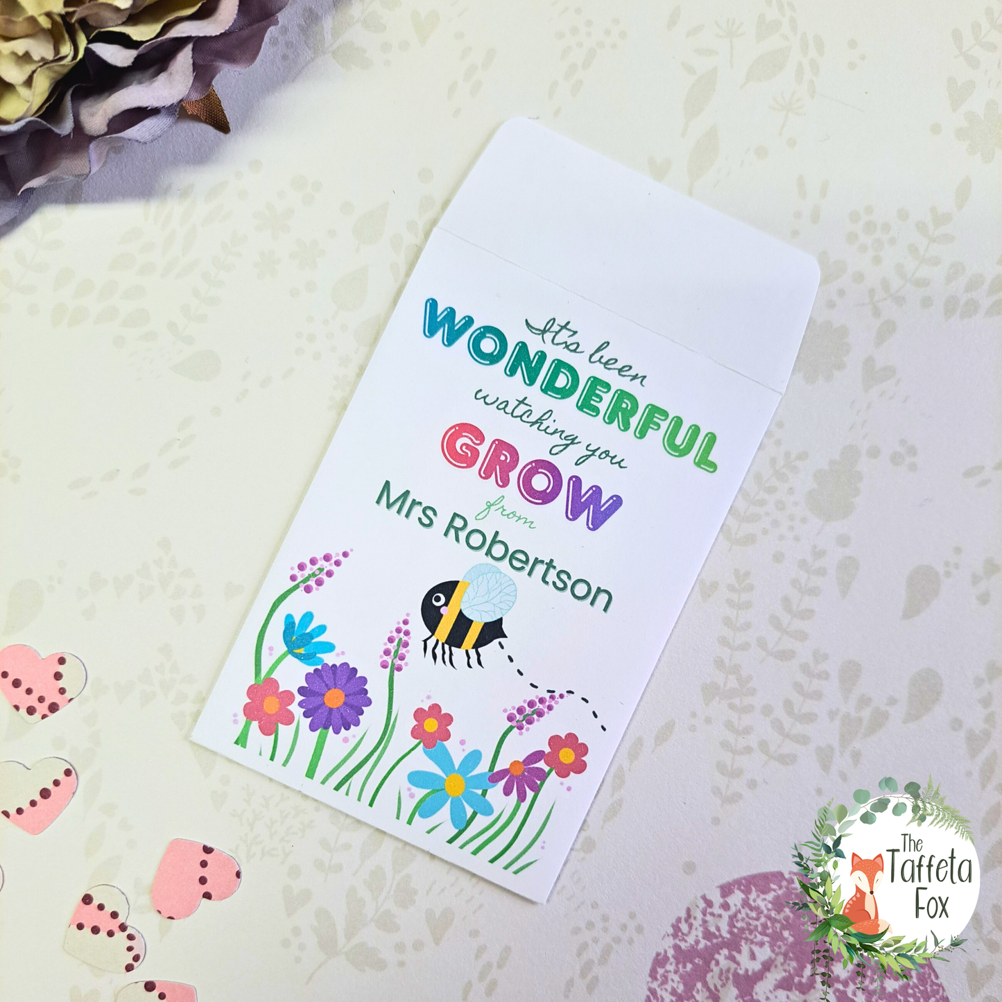 Personalised Watching You Grow Teacher Seed Packets – End of Term Wildflower Favours