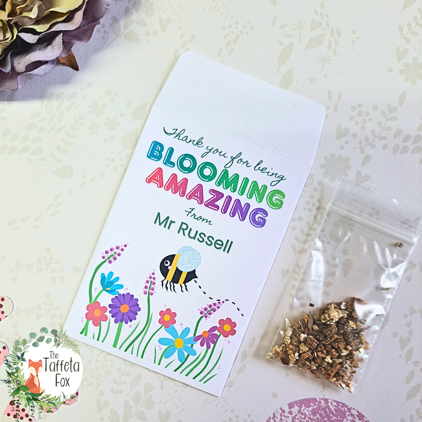 Personalised Blooming Amazing Teacher Seed Packets – Wildflower Thank You Favours